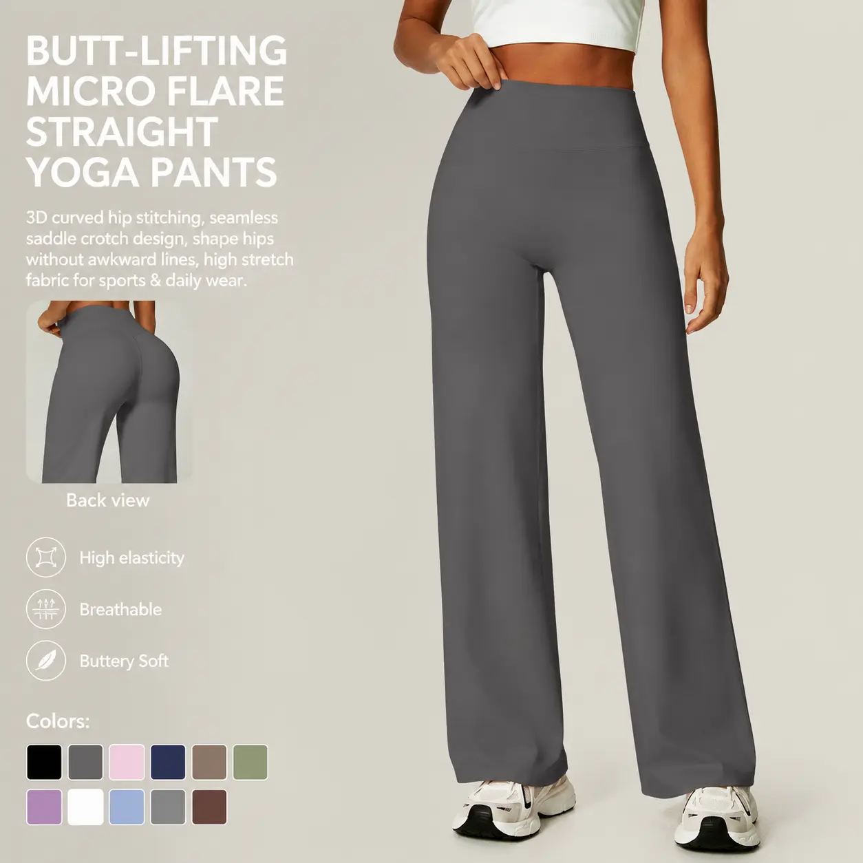 High Waist Straight Leggings, No Front Seam Buttery Soft Yoga Pants for Women, Fitness Gym Tights