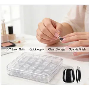 Short Transparent Full Cover Fake Nail, Acrylic Fake Nails, 120pcs/set Clear Soft Gel Nail Tip,Glue On Nail Tips  Press On Nails Acrylic Nail Extensions, DIY Nail Art Kits for Women & Girls ve