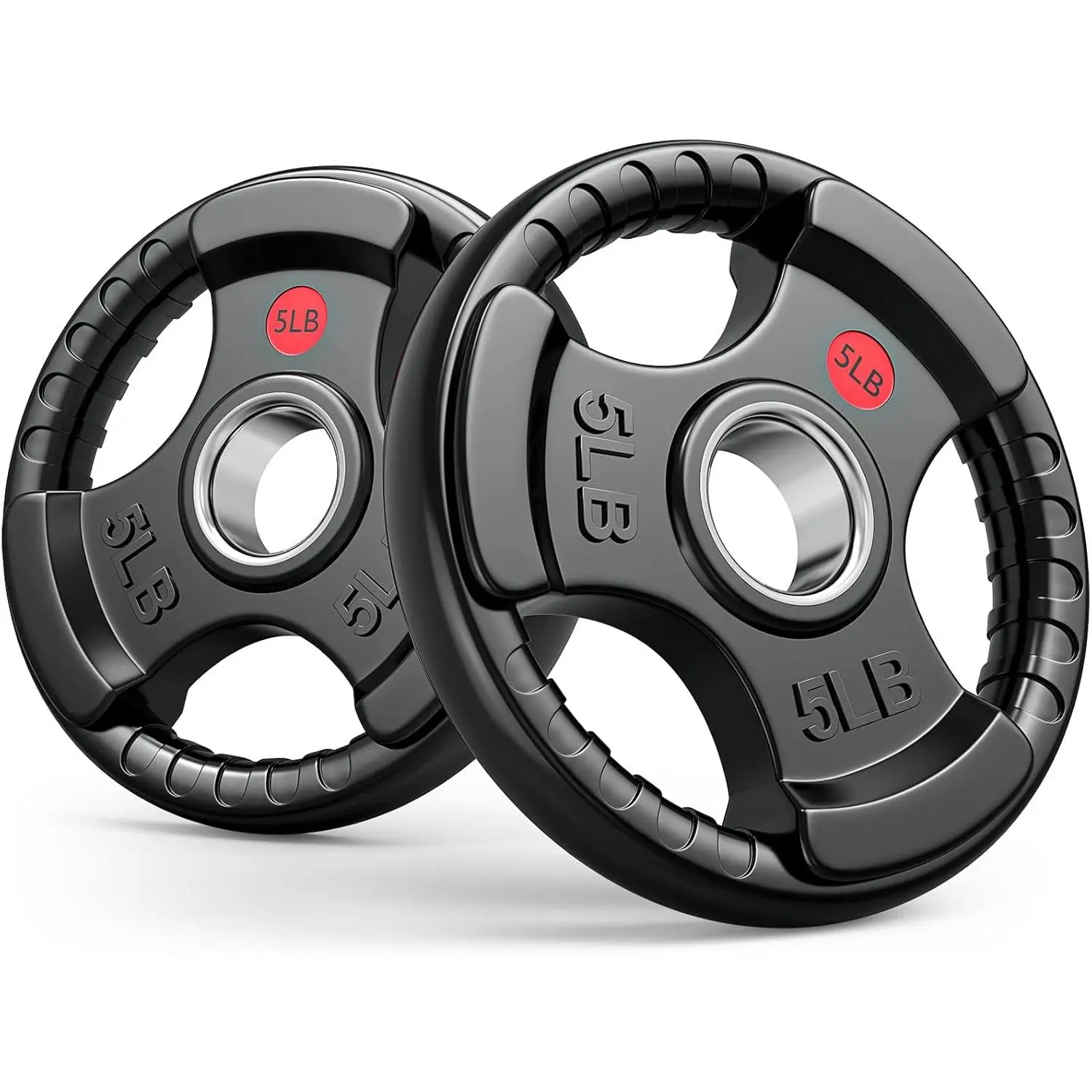 GIKPAL Olympic Weight Plates, 2-Inch Rubber Coated for Strength Training| 2.5-250LB Barbell Plates Weights Set, Three-Grip Design for Easy Handling, Quiet & Floor-safe, Home Gym Use