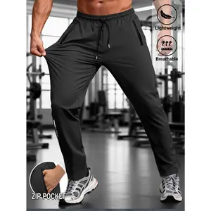 Trendy American Style Men's Drawstring Joggers, Ultra Lightweight & Super Breathable Summer Athletic Pants, All-Day Comfort for Daily Commute, Gym Training, Running, Workout & Casual Streetwear, Relaxed Fit Active Sportswear for Men Daily Wear