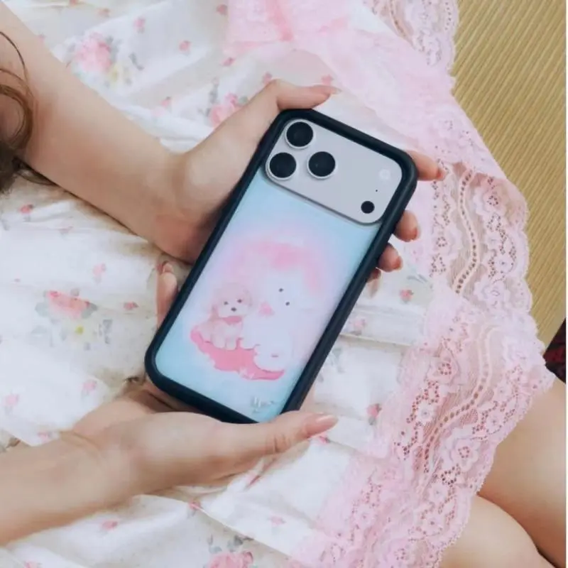 Wildflower Ins Furry Firends for 11 12 13 14 15 16 17 Pro Max Plus WF sweet pink Plush Kitten Puppy Cover slim profile non slip sticky grip air model 17-11 pro maxplus tough 2-piece stylish liquid magnetic compatible bumper cherry shockproof dr phone love
