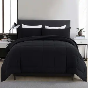 Queen Comforter Set -All Season Queen Bed Set with 2 Pillow Cases-3 Pieces Bedding Sets Queen -Down Alternative Black Queen Size Comforter Sets(88"x92")
