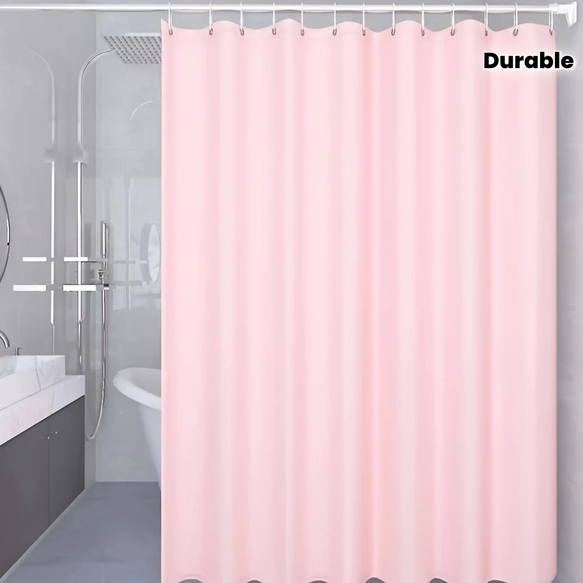 Dream light pink bathroom shower curtain, bathroom partition curtain, easy to install, shower room dry and wet separation curtain, beautiful and durable