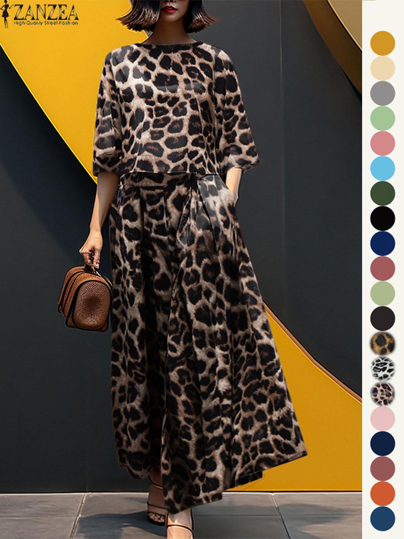 Women's Top & Wide Leg Pants Two-piece Set, Casual Fashion Cozy Three Quarter Length Sleeve Top & Trousers for Daily Outdoor Wear, Ladies Clothes for All Seasons, Womenswear