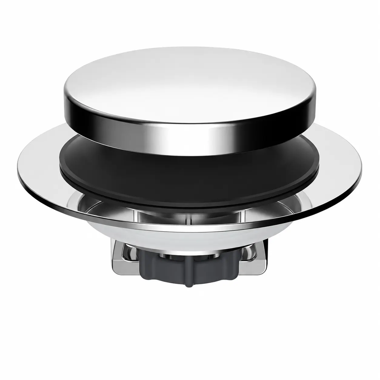 3-in-1 Universal Pop-Up Bathtub Drain Stopper with Removable Anti-Clog Filter Basket, Brass Core, Chrome Look, Leak-Resistant Design, Fits 1.5–2.4" Drain Openings for Modern Bathrooms, Solid Finish
