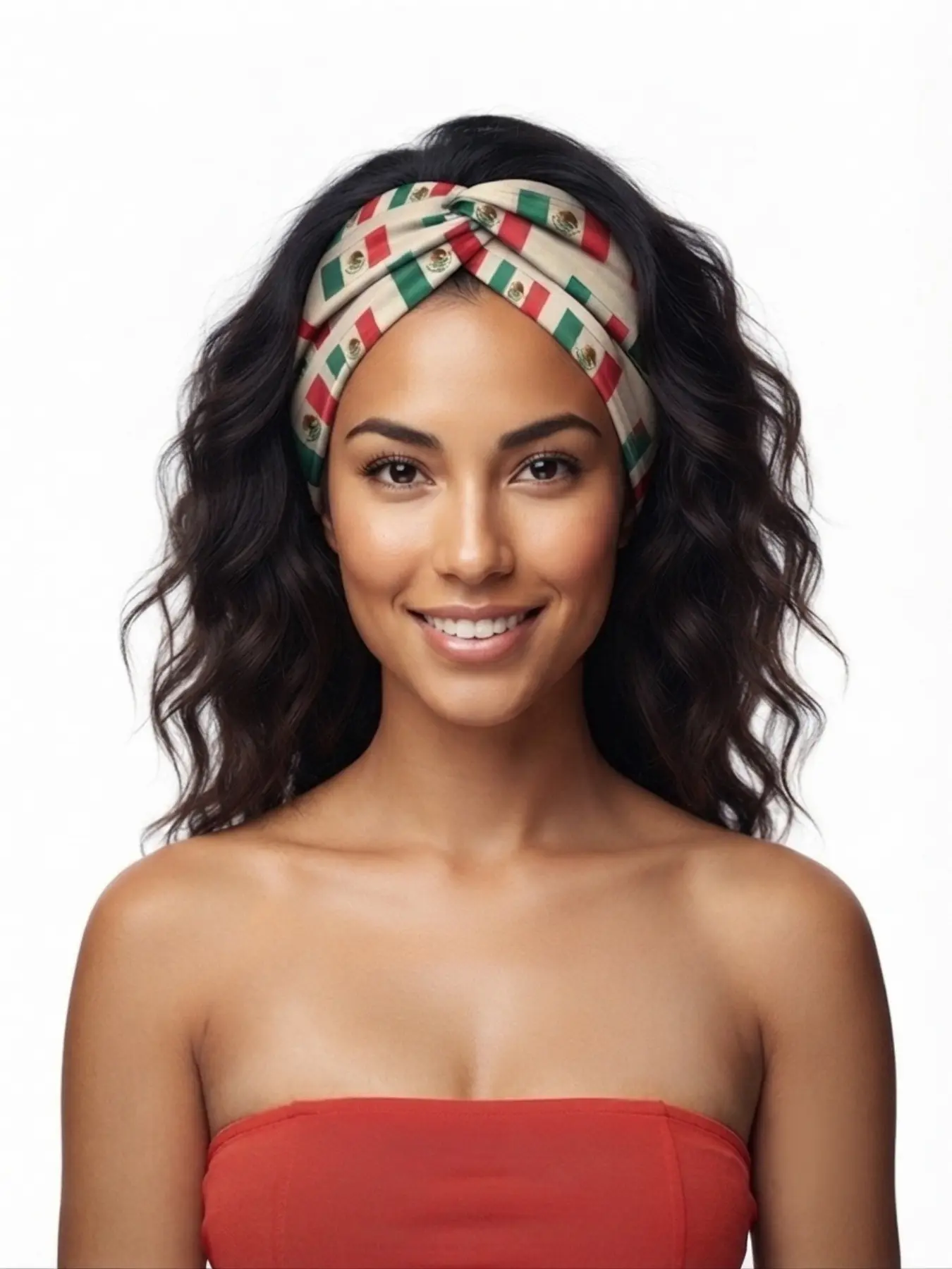 【Mexico Culture】Headband Women Printed Flag Inspired Elastic Hair Band for Festivals, Travel, Dance Events & Everyday Style