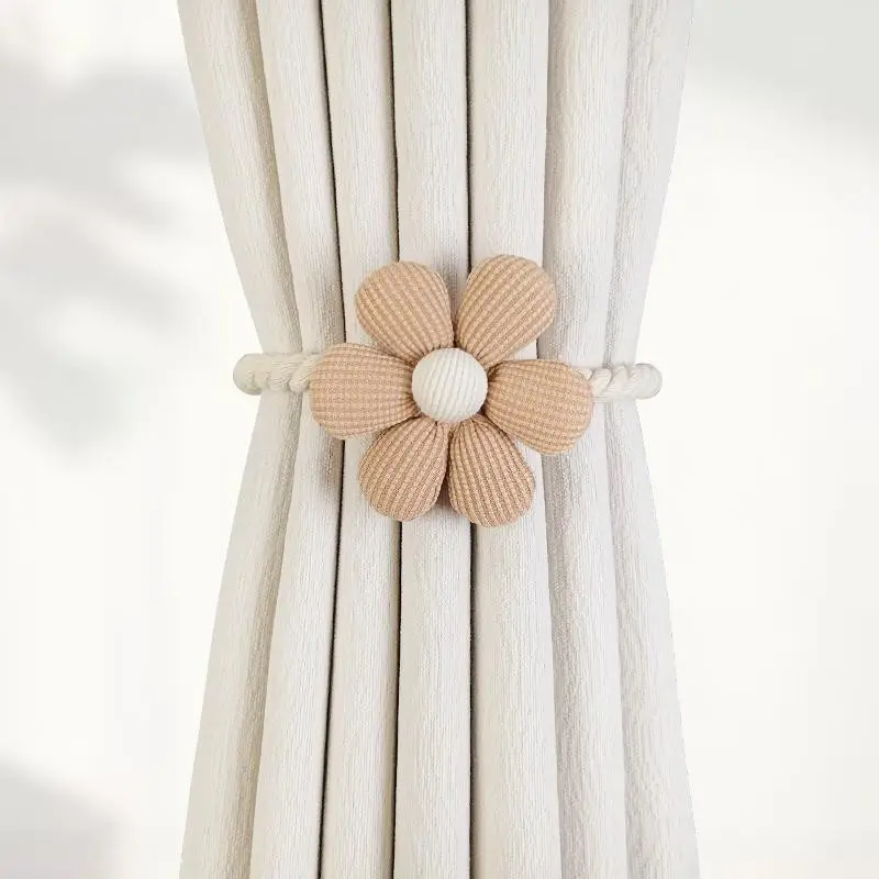 Magnetic Curtain Tieback, Modern Floral Design, Creative Rope Buckle, Door Curtain Organizer, Decorative Storage Clip, 1 Piece