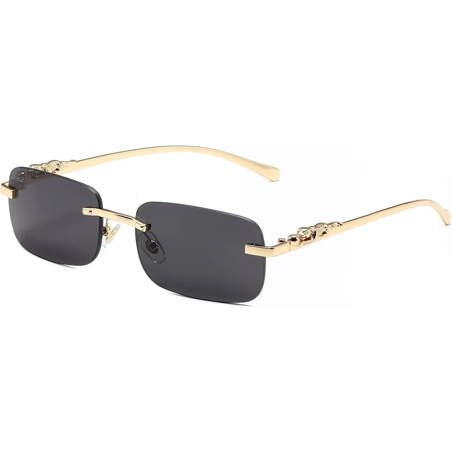 Rectangle Rimless Sunglasses for Women Men Retro Frameless Tinted Lens Eyewear