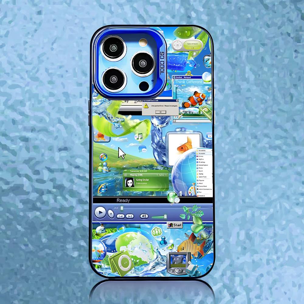 Frutiger Aero Phone Case For iPhone17, 16,15,14,13,12,11,Pro,XS,Max,Plus,Mini,SE Blue Candy Matte Shockproof Cover