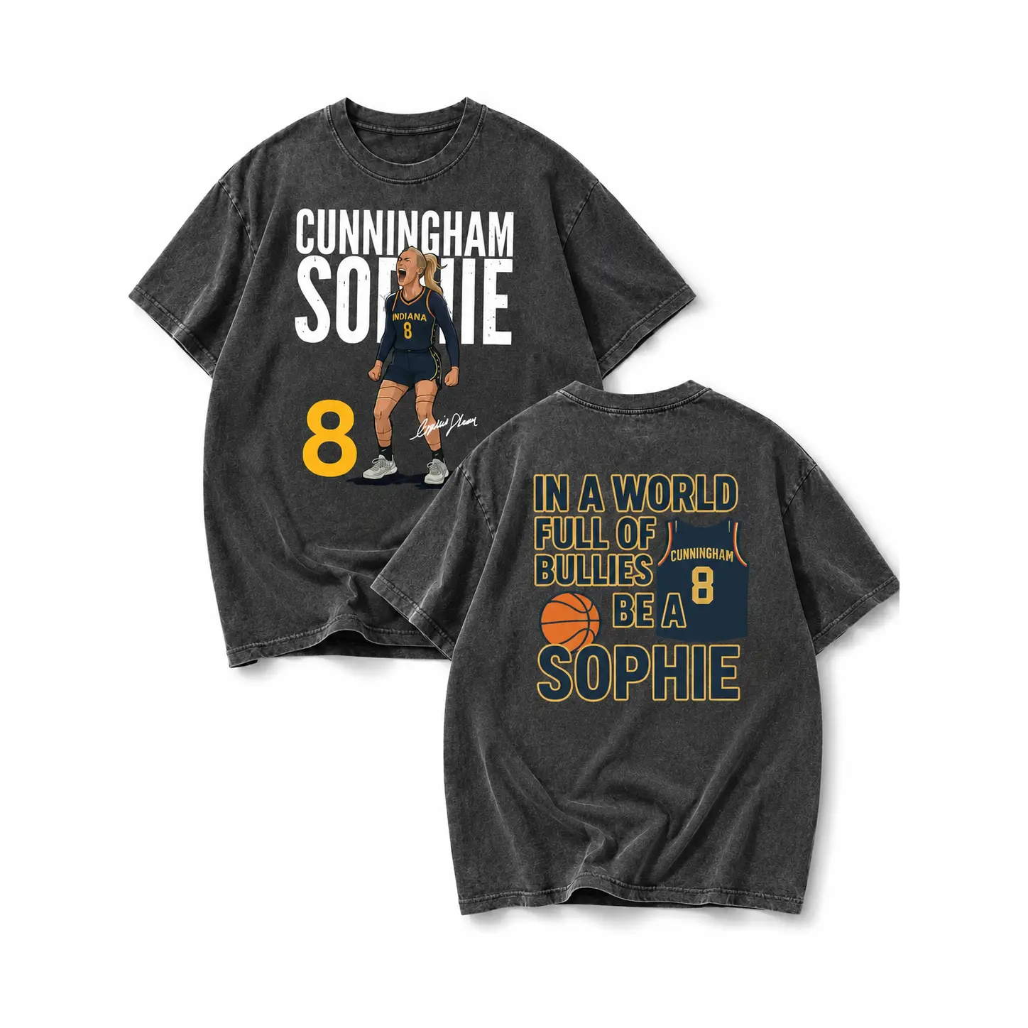 Sophie Cunningham Be A Sophie Double Sided Graphic Tee, Basketball Fan Washed Cotton T Shirt for Men Women