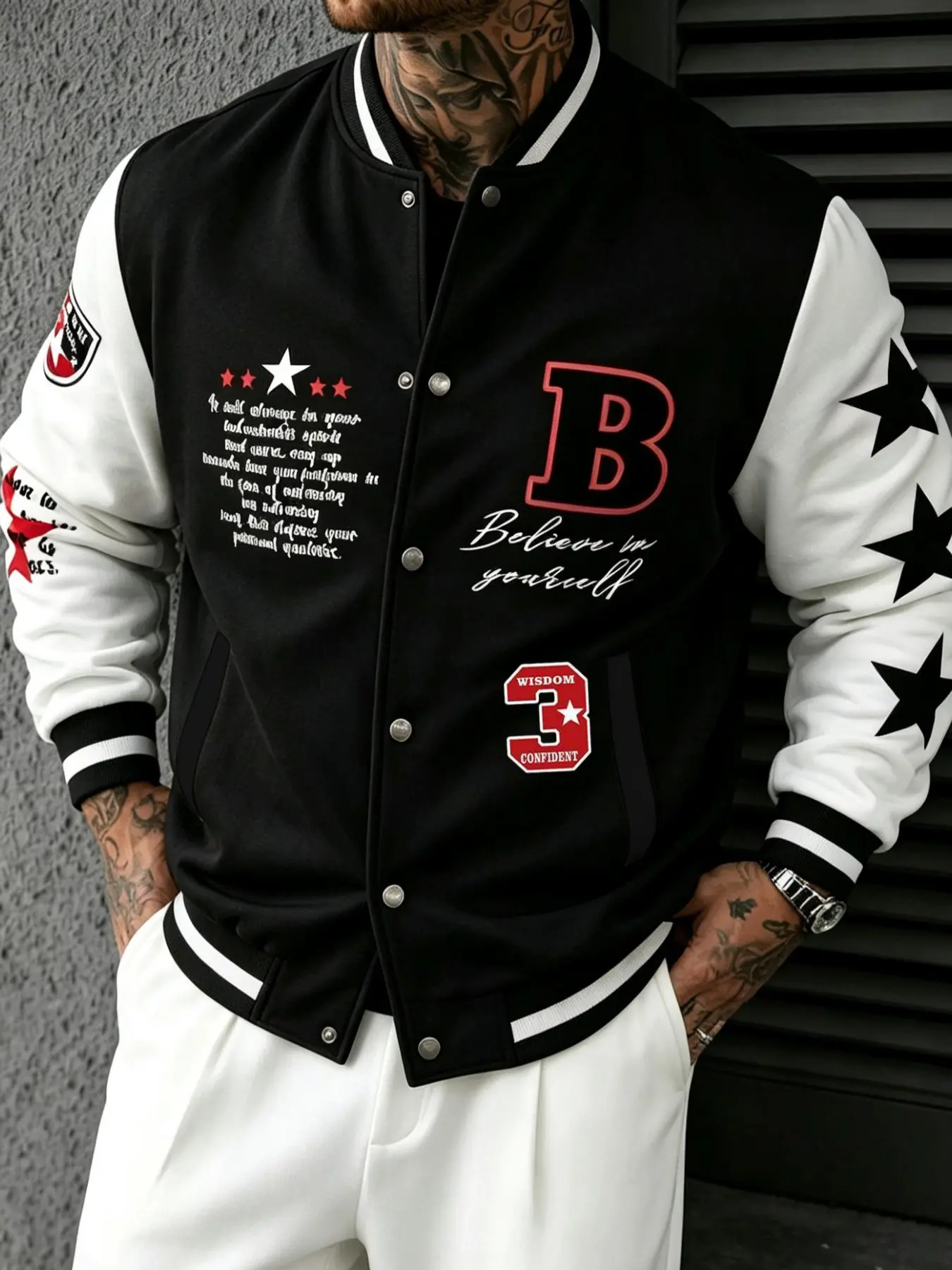 Men's Plus Size Loose Street Style Baseball Jacket, Comfortable and Casual Wear, Perfect for Everyday, Trendy and Stylish Design
