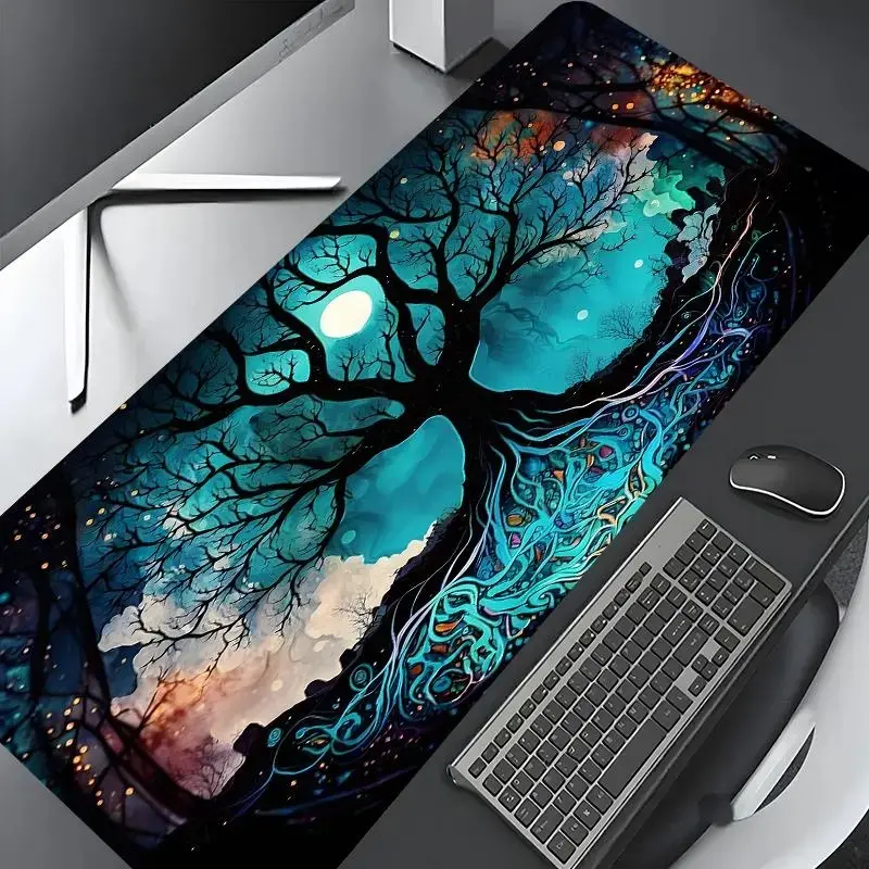 Mystical Tree of Life Extra Large Gaming Mouse Pad, Decorative Desk Protection Mat, Non-Slip Rubber with Edge Lock, Ideal Gift for Kids & Teens, Desktop Accessory, Desk Accessories Extended Large Gaming Desk Mouse Pad