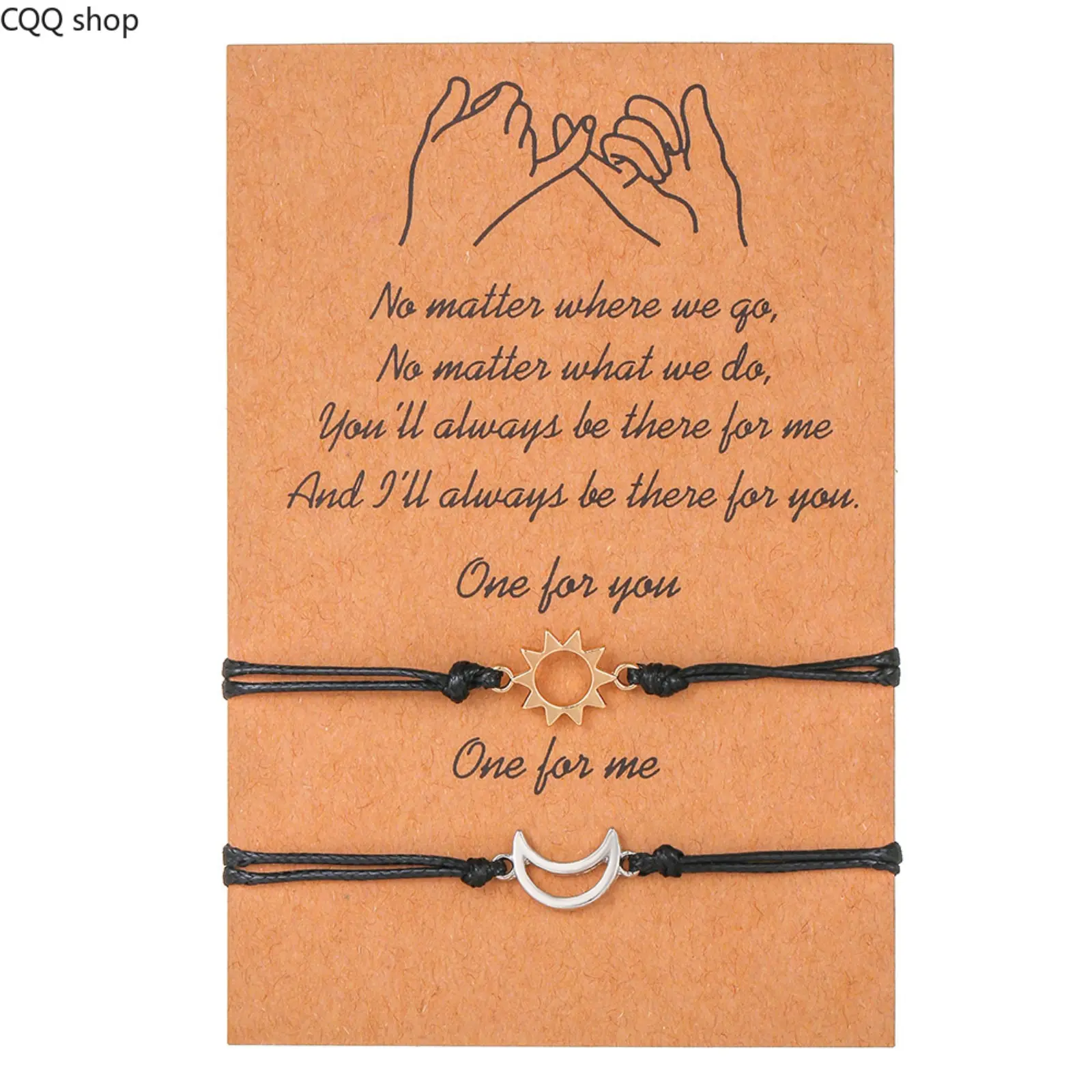 Sun & Moon Wax Cord Braided Bracelet, Two-Tone Gold Silver Adjustable Wristband, Creative Matching Jewelry for Couples & Best Friends