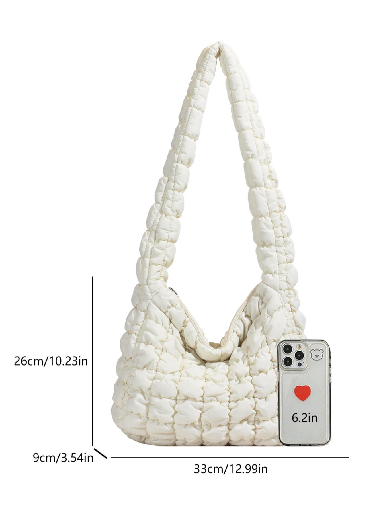 Women's Solid Color Quilted Puffer Crossbody Bag, Fashionable Lady Large Capacity Shoulder Bag for Daily Used, Casual Trendy Versatile High-quality Daily Commuting Bag