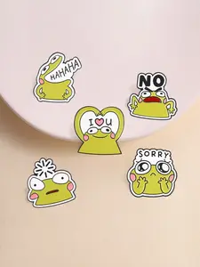 5 Pcs Fun Cartoon Frog Lapel Pins, Cute Expressions and Actions, Fashion Accessories for Clothing and Backpacks, Perfect Gift for Friends