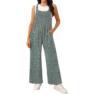 Women Summer Wide Leg Bib Overalls - Casual Loose Jumpsuits Baggy Rompers with Pockets Adjustable Strap(Gift)