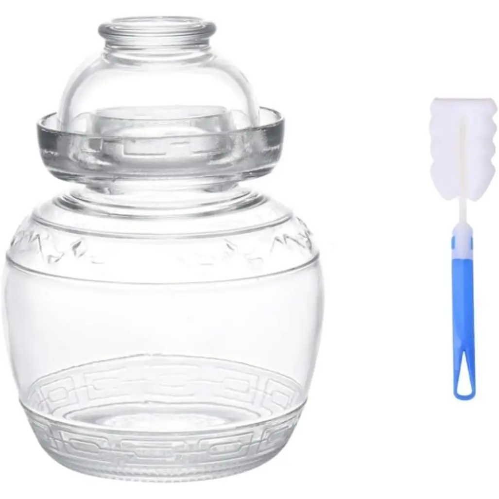 Glass Pickle Jar 1500ml Fermentation Jar Crock, Traditional Canning Jar Kimchi Containers with Water Seal Airlock Lid for Fermenting Pickles,  Brewing, and Sauerkraut