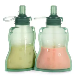 Reusable Baby Food Pouch, Reusable Pouches  Toddlers Kids Squeezable Pouch, Washable Freezer - Make Homemade Organic Food  Babies/Toddlers, 4oz, 2 Pack,6m+(Pea Green)