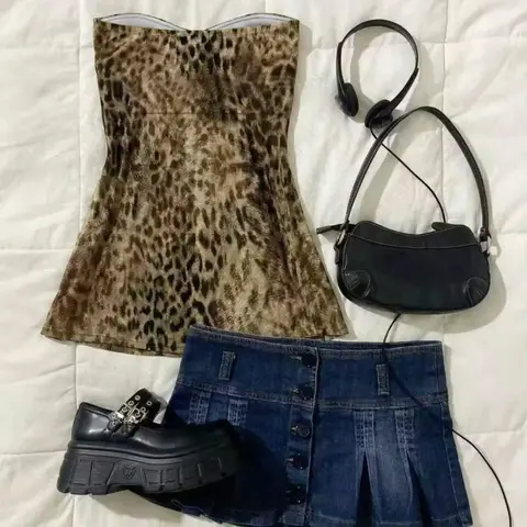 Women's New Leopard Print Ruched Cropped Sleeveless Vest, Women's Stretchy Party Wear, Perfect for Parties and Events