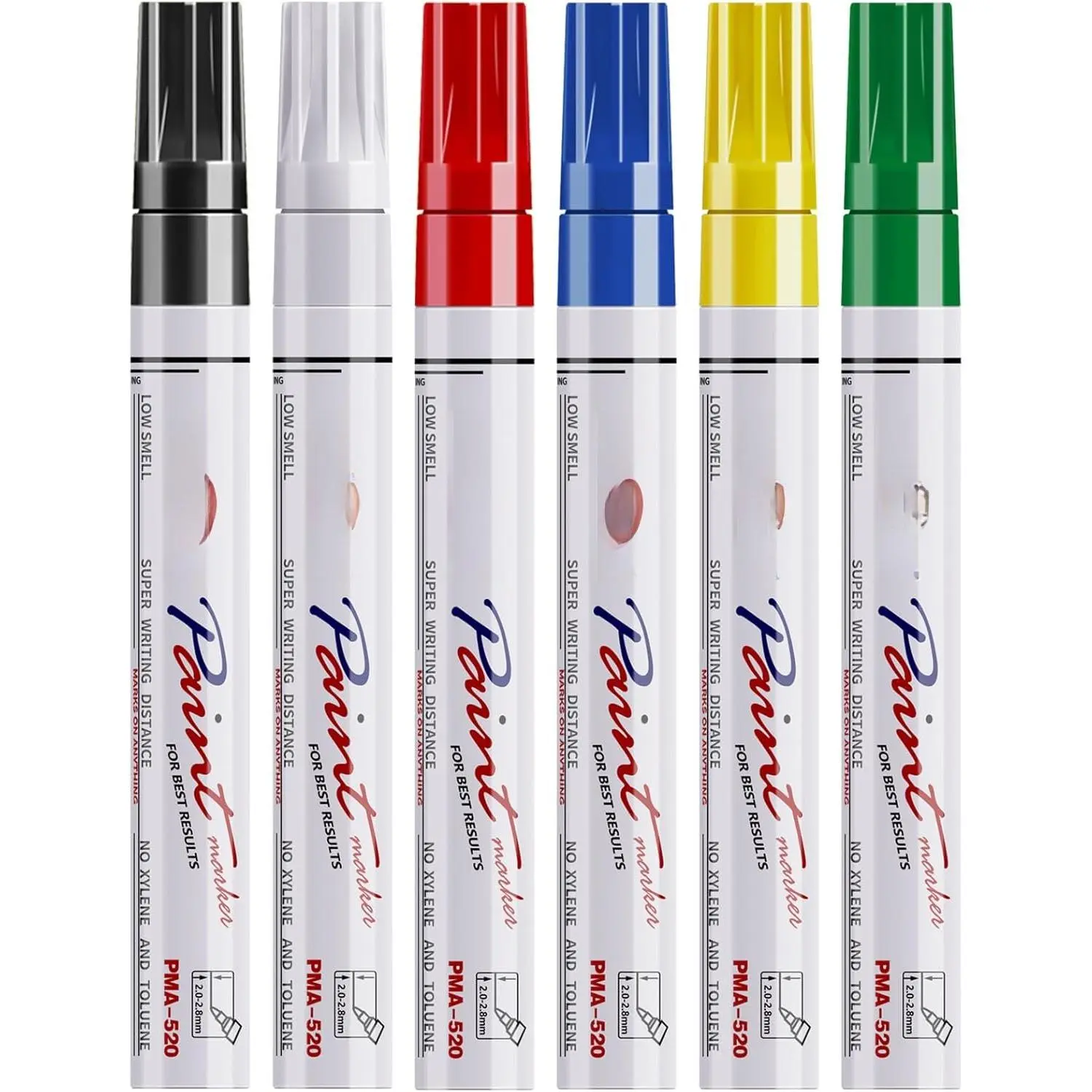 Pens  Markers, 6 Colors Oil Based Permanent Markers | Medium Tip, , Quick Dry, Fade Resistant,  Colors Marker Pen for Metal, Rock, , Rubber, Plastic, Glass