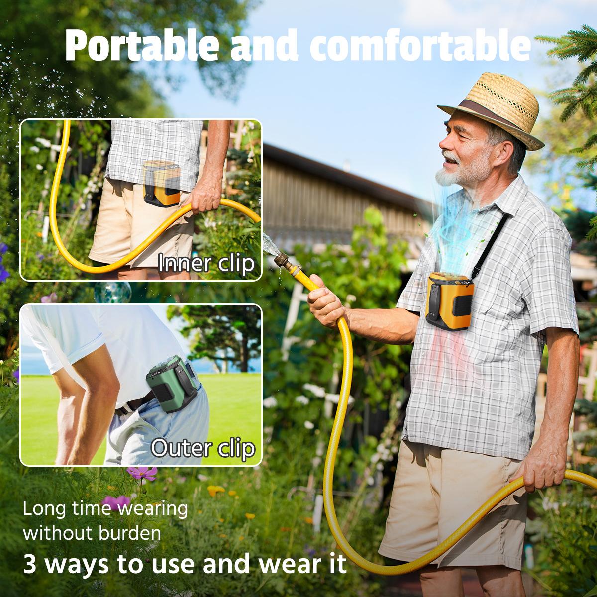 PADOX Personal Portable Waist Clip Fan,Rechargeable 5000mAh Battery Power bank,10Speeds Strong Airflow,LED Light,up to 8H of Working Time,Hands-Free Hanging Neck Fan,Wearable Belt Fan for Camping,Outdoor,Jobsite,Farms,Fishing #SummerWins #DealsForYouDays