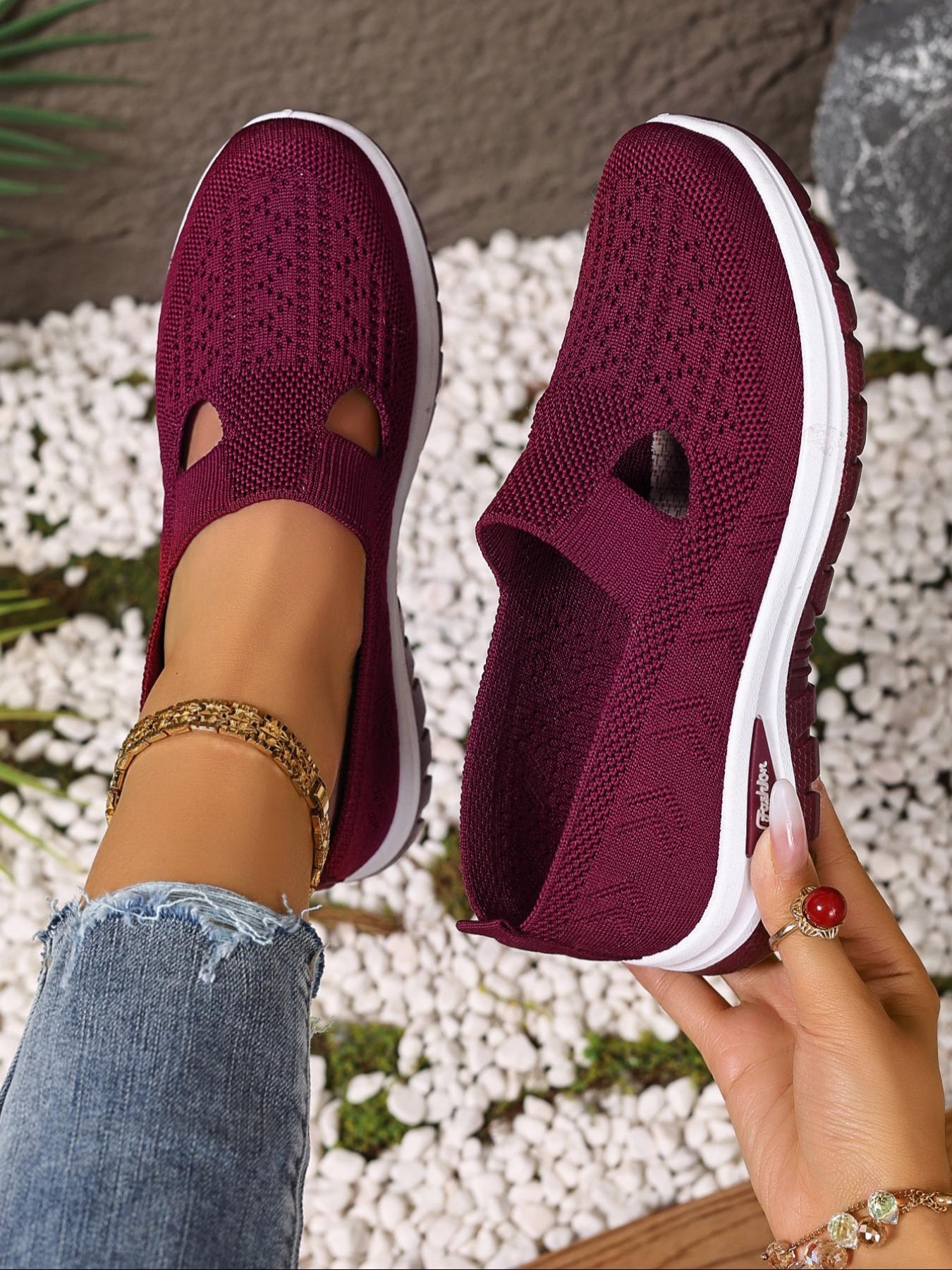 Women's Fashionable Plain Color Shoes, Casual Comfortable Breathable Shoes, Lightweight Slip Ons Breathable Shoes for Daily Wear