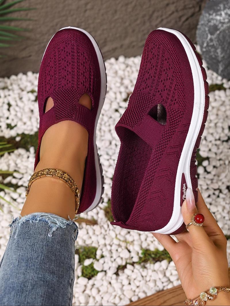 Women's Fashionable Plain Color Shoes, Casual Comfortable Breathable Shoes, Lightweight Slip Ons Breathable Shoes for Daily Wear