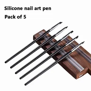 5-Piece Silicone Nail Art 3D Sculpting Pen Set, Multi-Functional Embossing Tool, Easy Clean, Salon-Quality, Ideal for Beginners and Salons