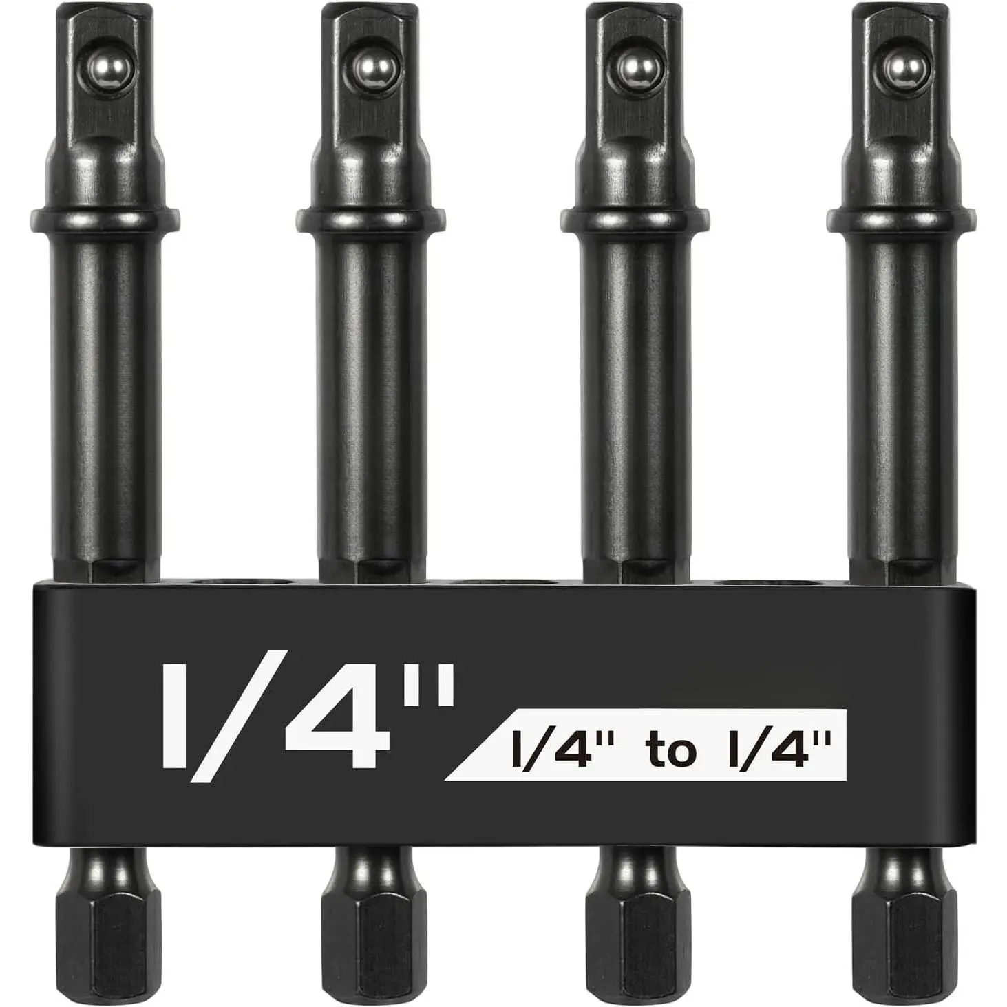 Socket Adapter, 4 Pack 1/4 Inch Drill Socket Adapter for  Driver/Drill, Automotive DIY, Extension Socket Bits, Handle Nut Driver and Drills