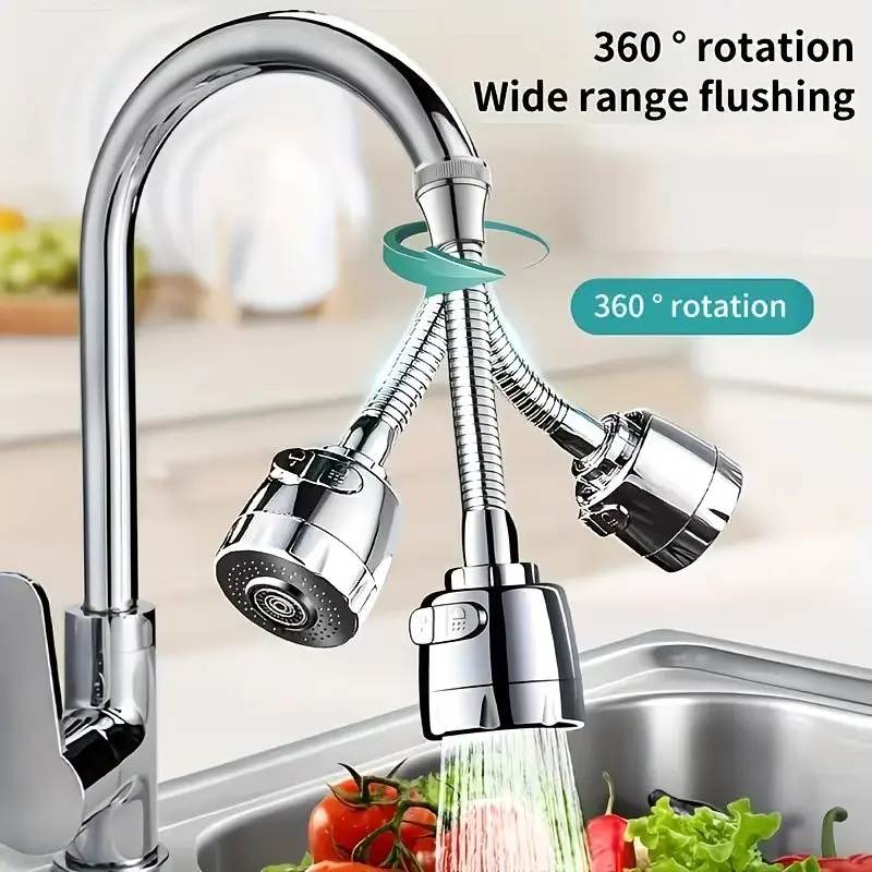 Kitchen Faucet Nozzle with Universal Adapter, 360° Rotating Water Saving Sprayer, Dual Modes, Splash-Proof Kitchen Faucet Extender, Faucet Sprayer Attachment