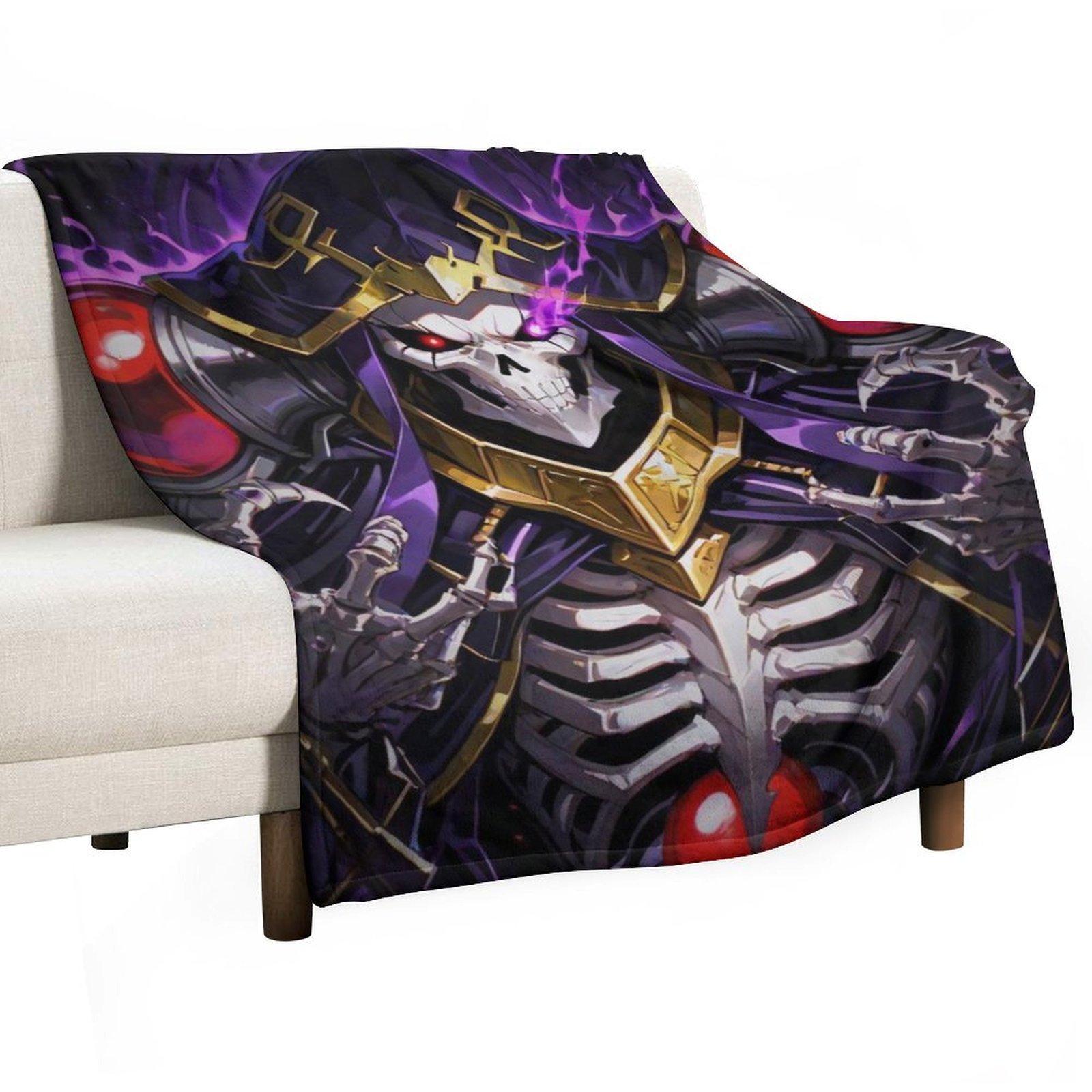 Overlord Ainz Ooal Gown Anime Throw Blanket, Soft Flannel Momonga Blanket, Cozy Anime Decor for Couch Bed, Anime Lover Gift