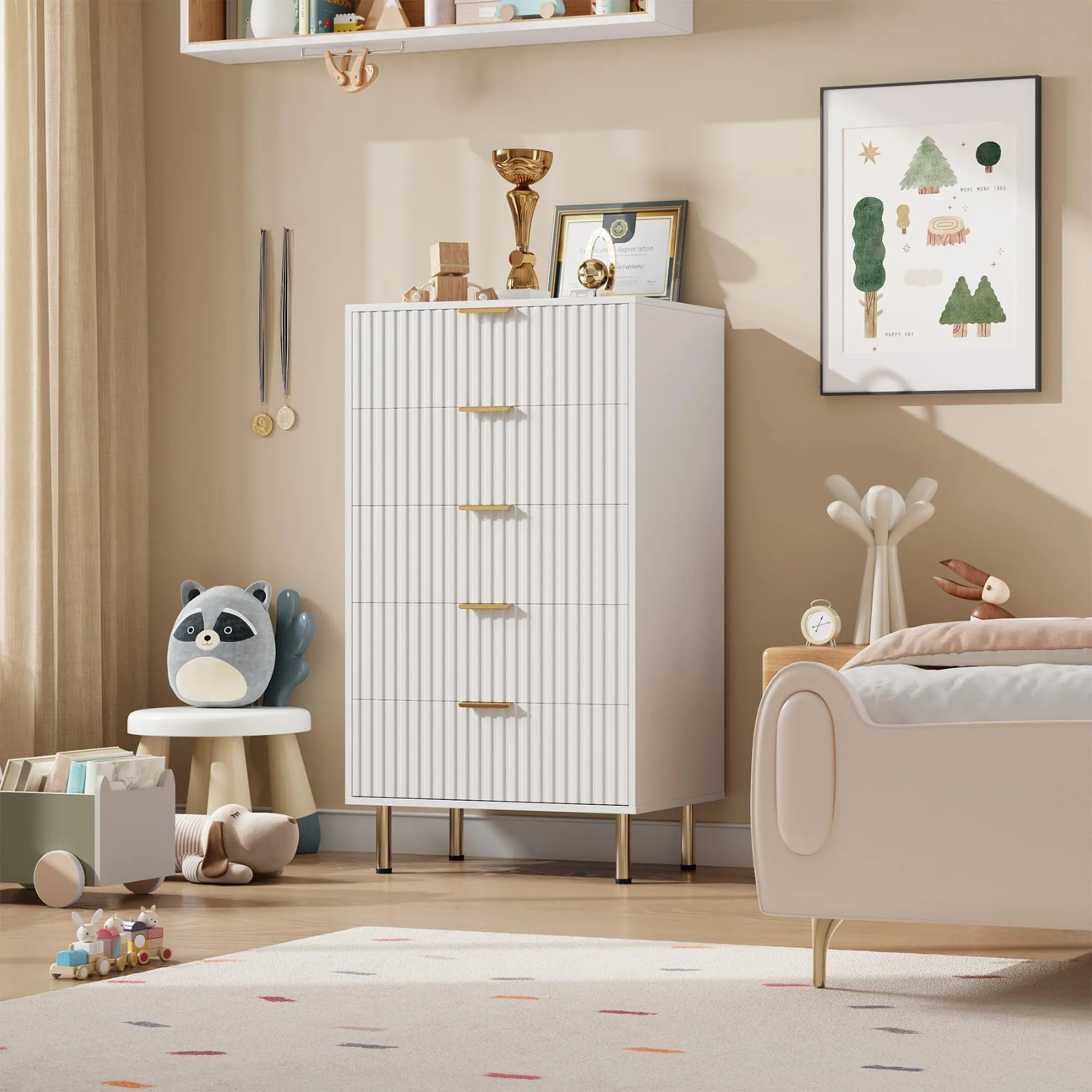 YB Zebra 5-Drawer Cabinet - 5-Drawer Cabinet, Storage Cabinet, Drawer Cabinet, Wooden Cabinet, Cabinet with Drawers