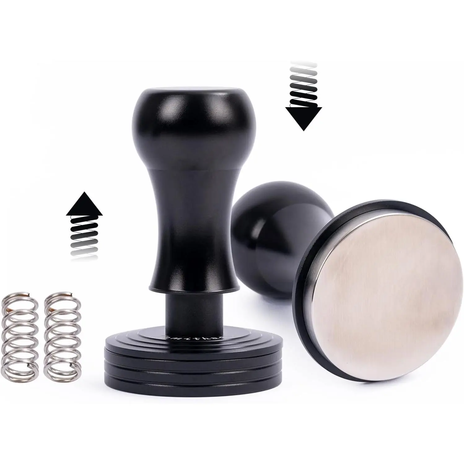 Stainless Steel Coffee Tamper - 45.5mm/51mm/53.5mm/58mm/58.5mm Multi-Size Compatible, Heavy Duty Espresso Press for  Barista,Black