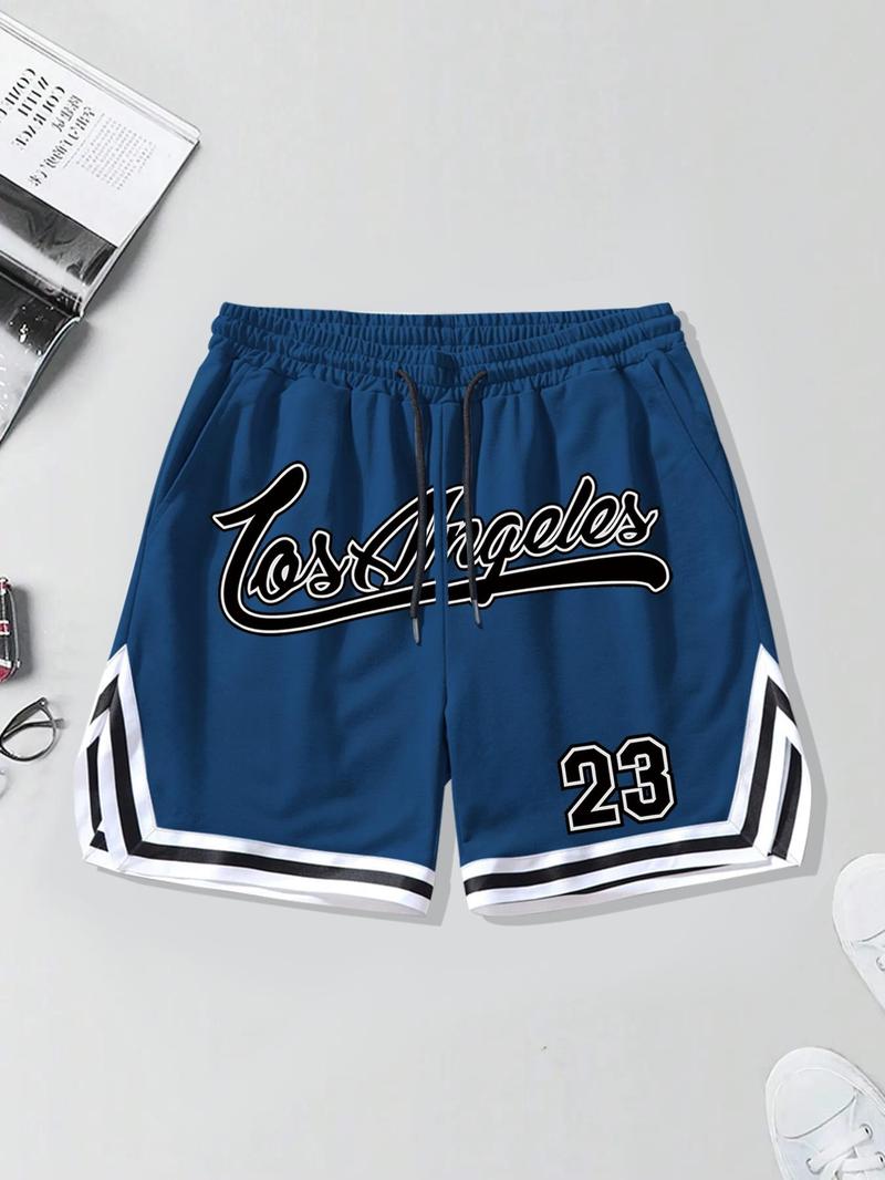 Men's Regular Fit Cartoon Print Basketball Jersey Shorts, Casual Comfy Breathable Shorts for Summer, Men's Bottoms for Daily Wear