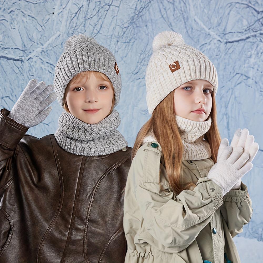 3pcs Outfit Set: Beanie Hat, Scarf & Gloves with Plush Lining for Comfort and Warmth. / Aged 3-10 Years Old in Autumn-Winter Seasonal Activities, Traveling or Vacation; Christmas Thanksgiving Gift Package, Winter Hat, Winter Hat, Seasonal Activity Outfit,