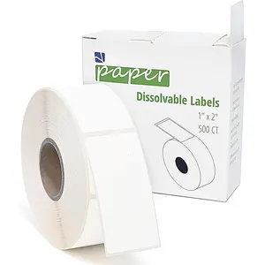 500 Dissolvable  Labels, 1 x 2 Inch Blank White for  Storage, Containers, Mason Jars, Freezer(1 Roll - 500 Labels)