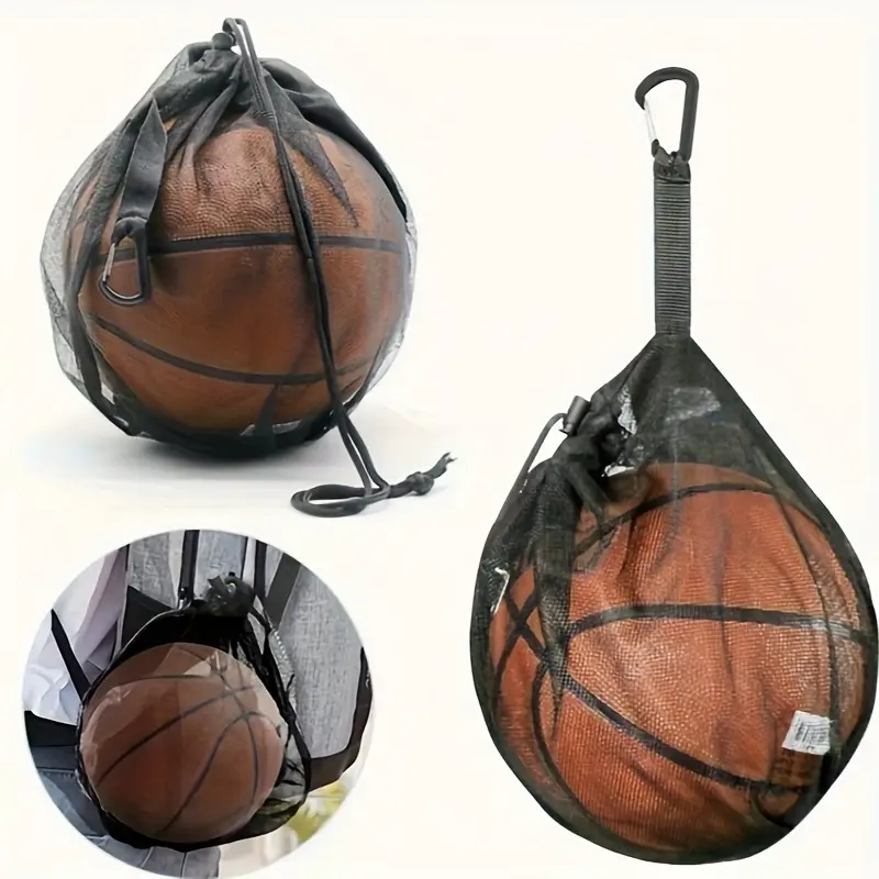 Portable Basketball Net Bag, Volleyball Bag, Soccer Drawstring Mesh Bag for Travel Training, Can Hold Shoes And Basketball