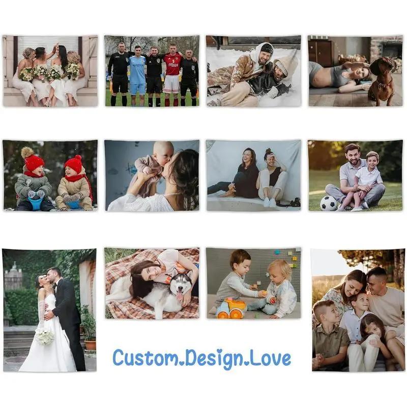 Custom Tapestry Upload Images Banners Personalized Wall Decor Customized Tapestry Flag Poster Banner for Bedroom/Wedding/Birthday Party/Gift Cotton Decorative Decoration Light Linen Print Design Home Goodsvalentine's wall decor flags