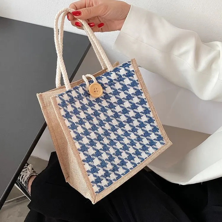 2026 New Women's Checked Pattern Canvas Tote Single Bag, High-Capacity Shoulder Bag for Shopping & Student Use, Home Supplies Handbag with Shoulder Carry Design