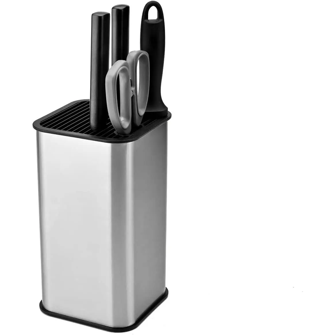 XL Stainless Steel   Block Holder Without , with Slots for  and Sharpening Rod, Detachable for Easy Cleaning, Slotless  Holder Storage for Kitchen Counter