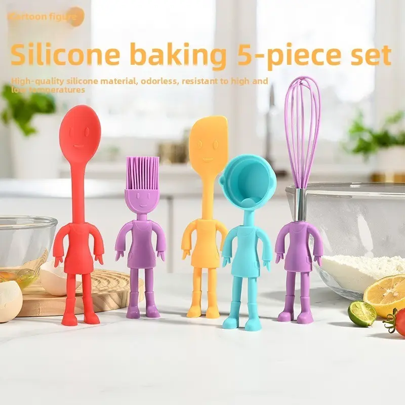 5-Piece Doll Baking Set, Whisk, Oil Brush, Measuring Cup, Spatula, Spoon, Multi-Use Kitchen Tools, Perfect Gift for Bakers