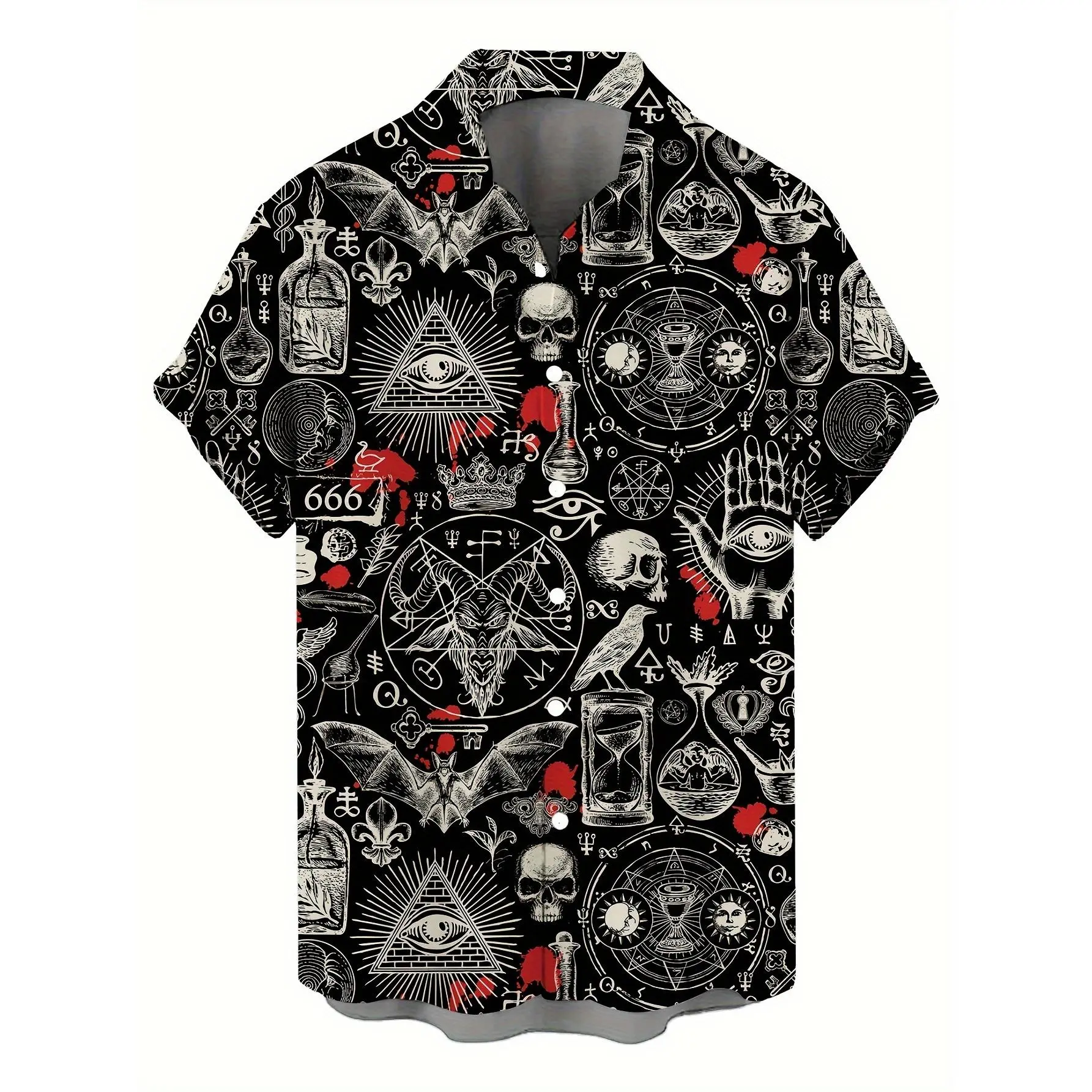 Vintage Skull Pattern 3D Printed Men's Shirt Casual Personality Hawaiian Style Vacation Shirt
