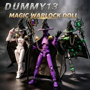 Dummy 13 Action Figure Wizard Model, Poseable Jointed Doll with Cloak and Magic Wand, DIY Stop Motion Toy, Holiday Gift, Halloween Gift, Christmas Gift