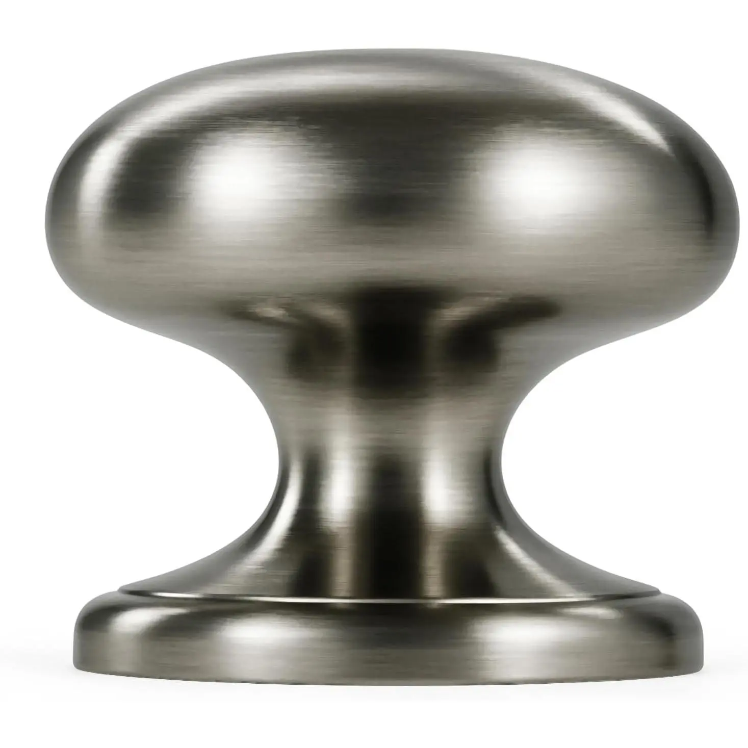 2-Pack Brushed Satin Nickel Large Bifold Closet Door Knobs with Wide Base, Round Brass Wardrobe Folding Dress Pantry Door Knobs, 1-1/2 Inch Furniture Drawer Pulls Handles