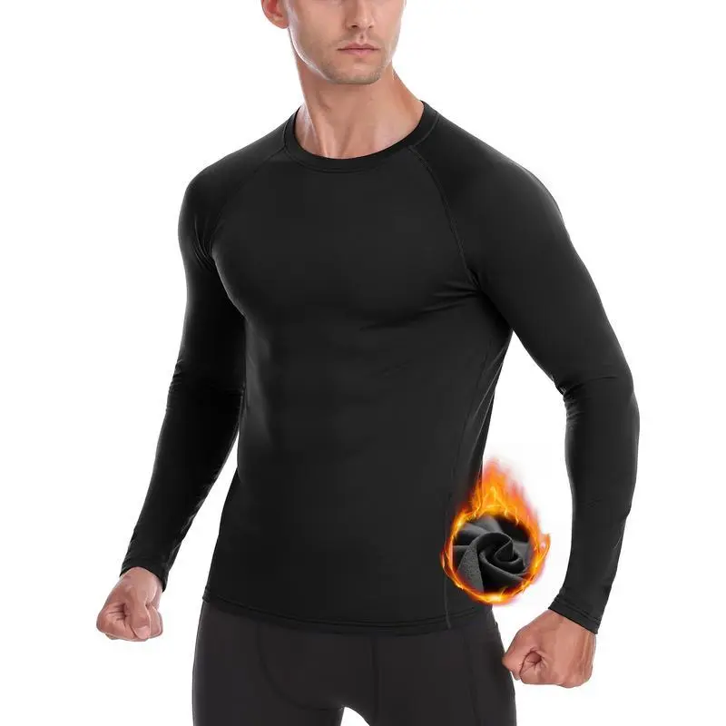 Mens Thermal Compression Shirts - Warm Long Sleeve Fleece Lined Tops Athletic Base Layer for Running Cold Weather