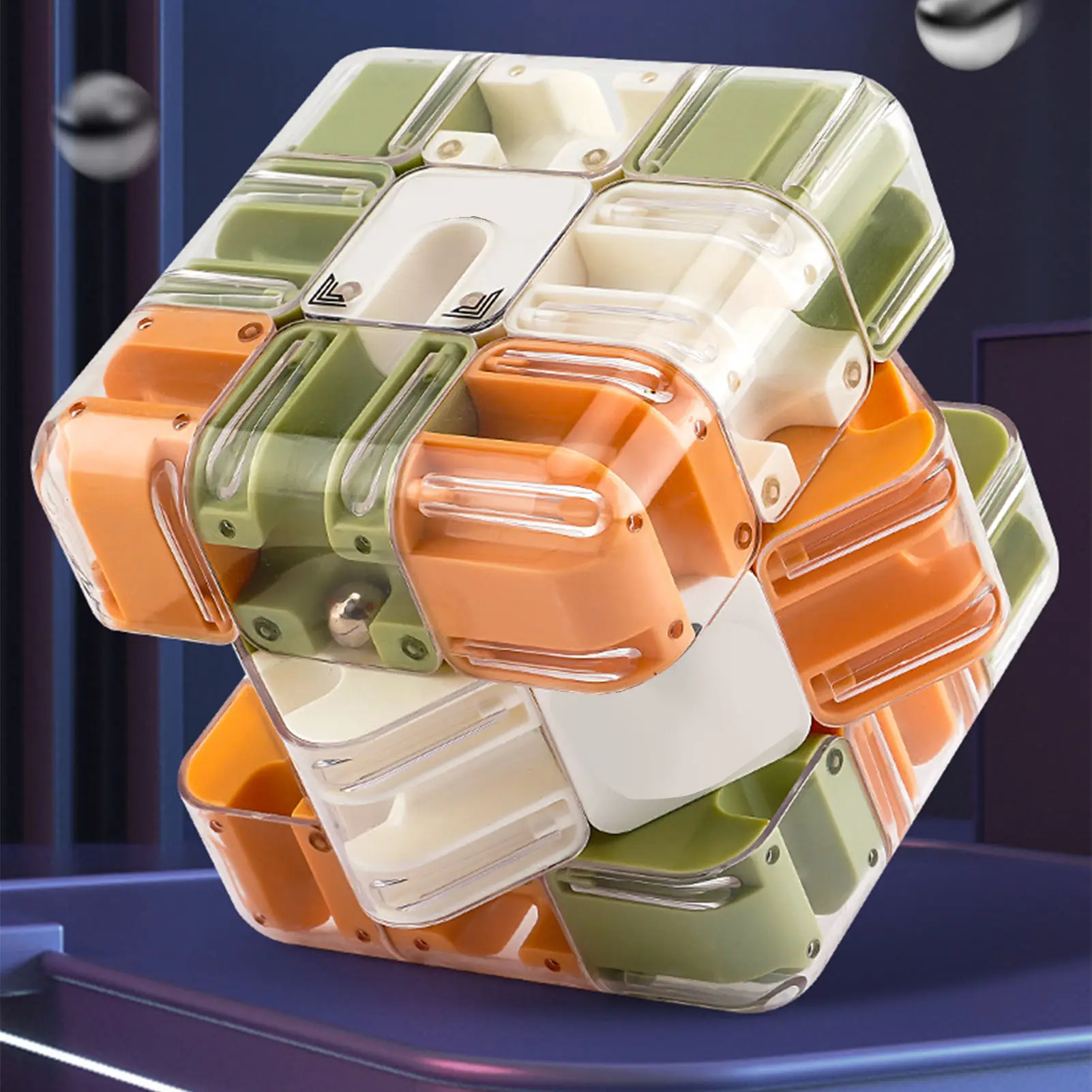 3D Maze Cube Plastic Three Dimensional Rotating Cube Training Puzzle Game Toy for Ages Over 3 Years Old
