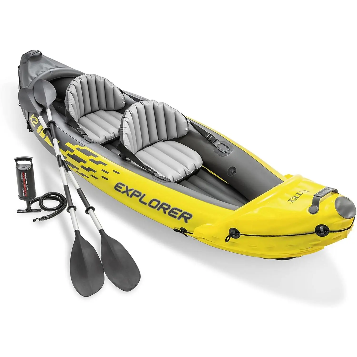 Inflatable Kayak Set: Includes Deluxe 86in Aluminum Oars and High-Output Pump – SuperStrong PVC – Adjustable Seats with Backrest – 400lb Weight Capacity