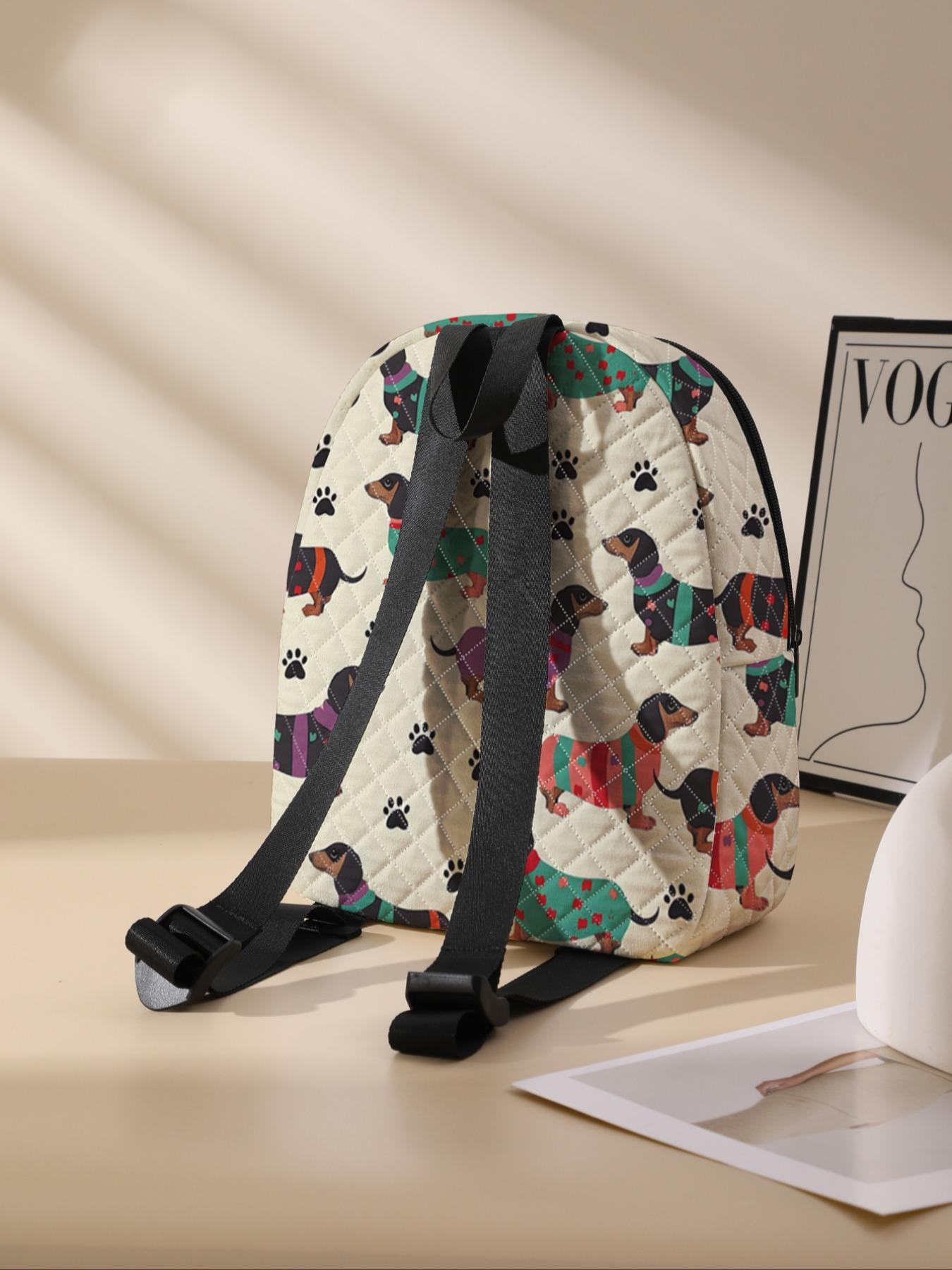 Cute Dog Pattern Backpack, Lightweight Durable School Bag with Lunch Pocket, Casual Student Backpack for Primary School, Middle School and University, School Backpacks, Youth Backpack, Student Class Backpack