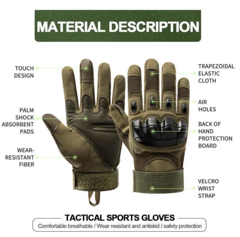 Unisex Tactical Full Finger Gloves - Touchscreen Non-Slip Grip - Knuckle Guard Breathable Outdoor Sports/Work