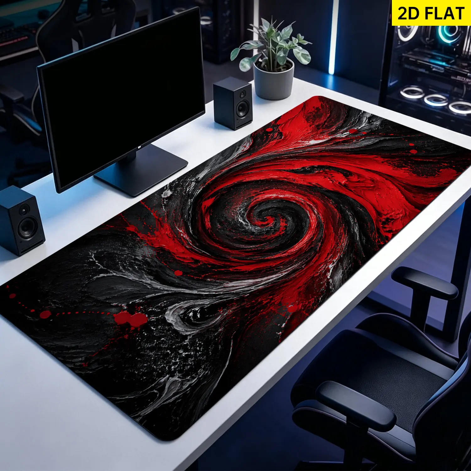 Extra Large abstract red and black oil painting swirl Mouse Pad,Non Slip Rubber Pad,Desktop Decoration Drotection Pad,Washable,Lock Edge Multi Size,Premium Multipurpose Mousepad For Home,Office,Gift for Family and Friends